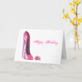 Roze Stiletto Schoen en Roos Kaart (Gele Bloem)