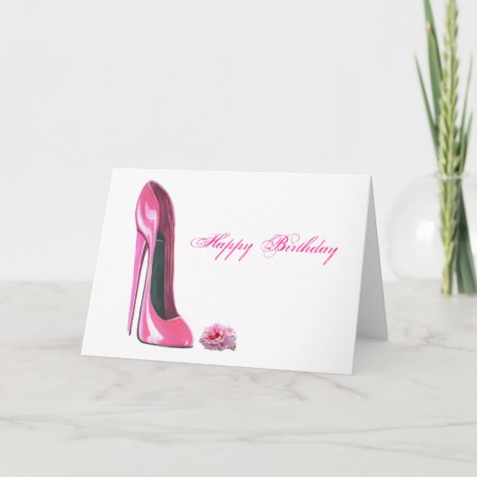 Roze Stiletto Schoen en Roos Kaart (Voorkant)