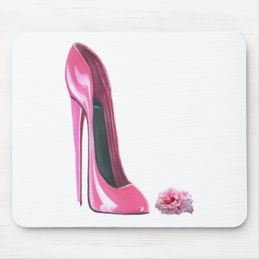 Roze Stiletto-schoen en Roos Muismat (Voorkant)