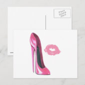 Roze Stiletto Schoen en Roze Lips Briefkaart (Voorkant / Achterkant)