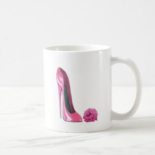 Roze Stiletto Schoen en Roze Roze Kunst Koffiemok