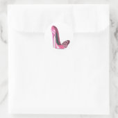 Roze Stiletto Schoen en Roze Vlinder Ronde Sticker (Tas)