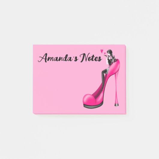 Roze Stiletto Schoen Mode Diva Notities Post-it® Notes (Voorkant)
