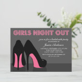 Roze Stiletto Schoenen Meisjes Night Out Invites Kaart (Staand voorkant)