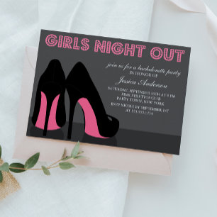 Roze Stiletto Schoenen Meisjes Night Out Invites Kaart