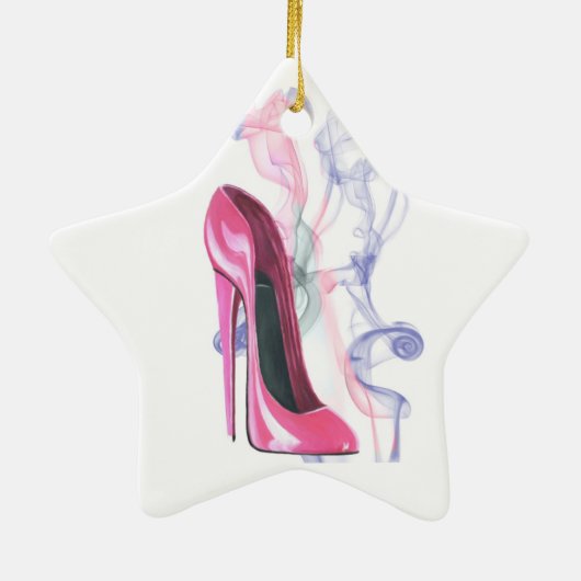 Roze Stiletto shoe art Ornament (Achterkant)