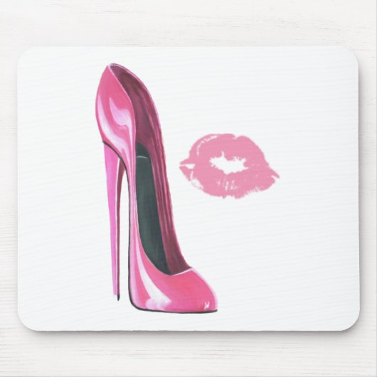 Roze Stiletto Shoe en Kiss Muismat (Voorkant)