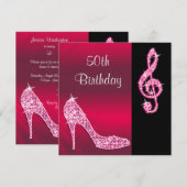 Roze Stiletto & Treble Cleft 50ste verjaardag Kaart (Voorkant / Achterkant)