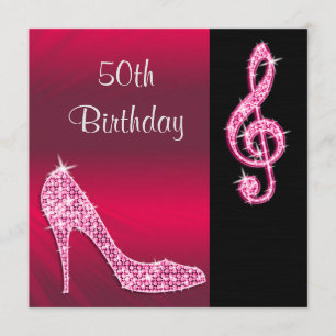 Roze Stiletto & Treble Cleft 50ste verjaardag Kaart
