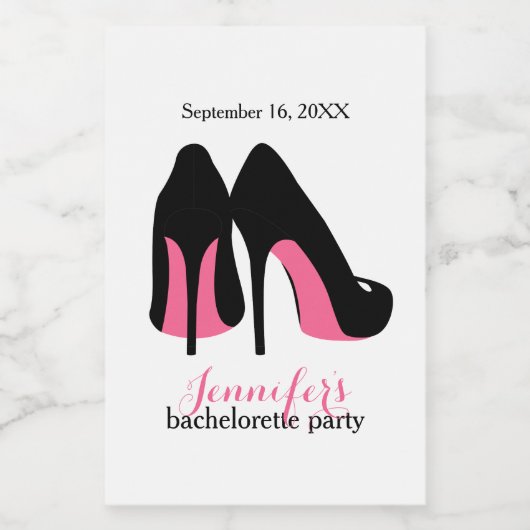 Roze Stilettos Girls Night Out Bachelorette Party Wijn Etiket (Enkel label)