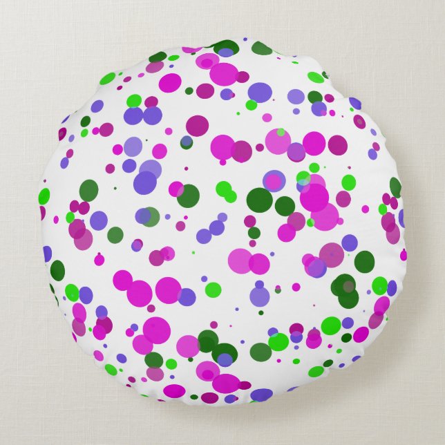 Roze Stip Confetti Rond Kussen (Achterkant)