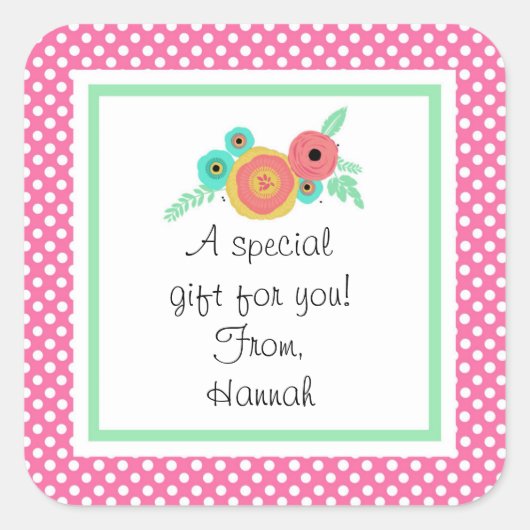 Roze Stip Custom Cadeau Sticker (Voorkant)