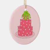 Roze Stip Designer Cake Keramisch Ornament (Rechts)