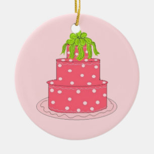 Roze Stip Designer Cake Keramisch Ornament