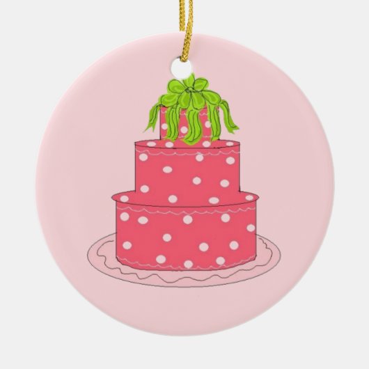 Roze Stip Designer Cake Keramisch Ornament (Voorkant)
