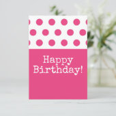 Roze Stip Gelukkige Verjaardag  Dank Je Kaart (Staand voorkant)