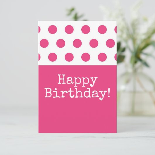 Roze Stip Gelukkige Verjaardag  Dank Je Kaart (Staand voorkant)