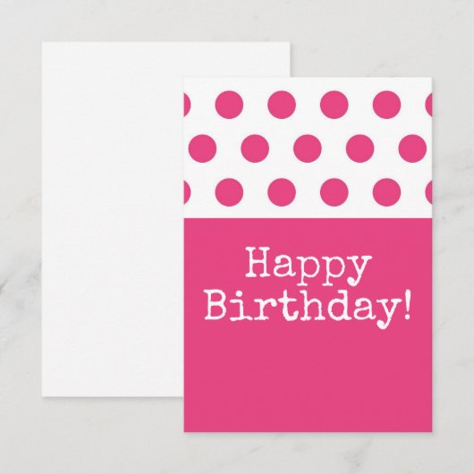 Roze Stip Gelukkige Verjaardag  Dank Je Kaart (Voorkant / Achterkant)