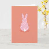Roze Stip Konijn Kaart (Gele Bloem)