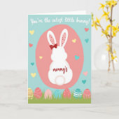 Roze Stip Konijn Mammy Kaart (Gele Bloem)