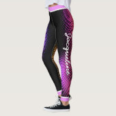Roze stip patroon met naam op BLACK Leggings (Links)
