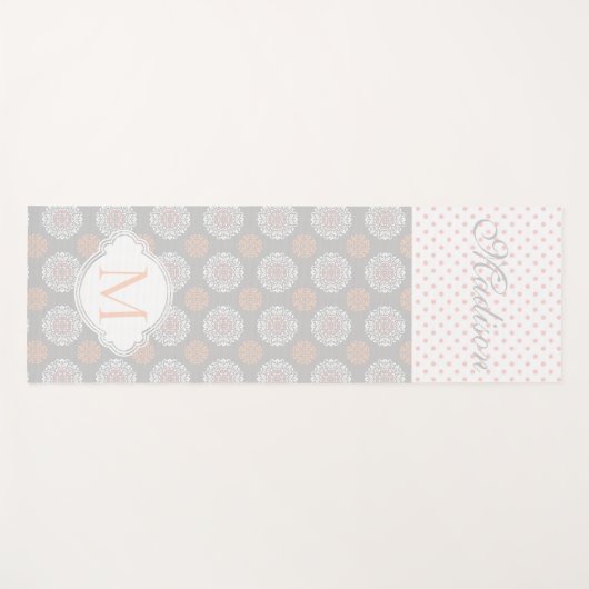 Roze Stip Trendy Monogram Yoga Mat (Voorkant (horizontaal))