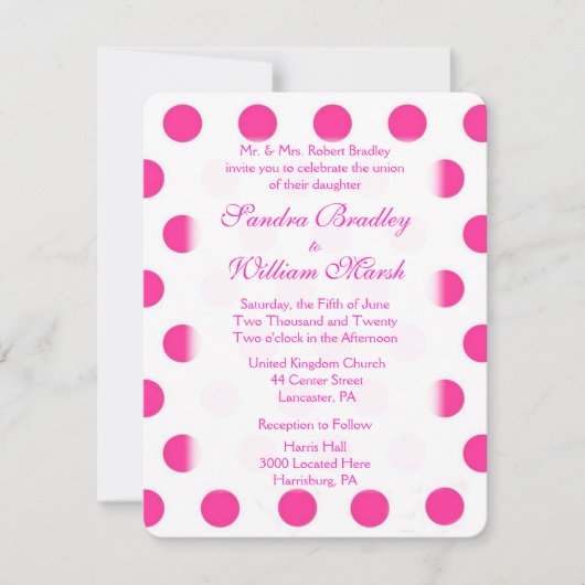 Roze Stip Trouw Uitnodiging (Voorkant)