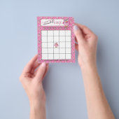 Roze Stip Uil Baby Shower Thema Bingo Spel Flyer (Hand)