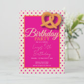 Roze Stip Verjaardagsfeestje Kaart (Staand voorkant)