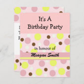 Roze Stip Verjaardagsuitnodiging Kaart (Voorkant / Achterkant)