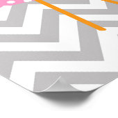 Roze Stip Vogel, Grijs Chevron Slaapkamer, Kinderk Poster (Hoek)