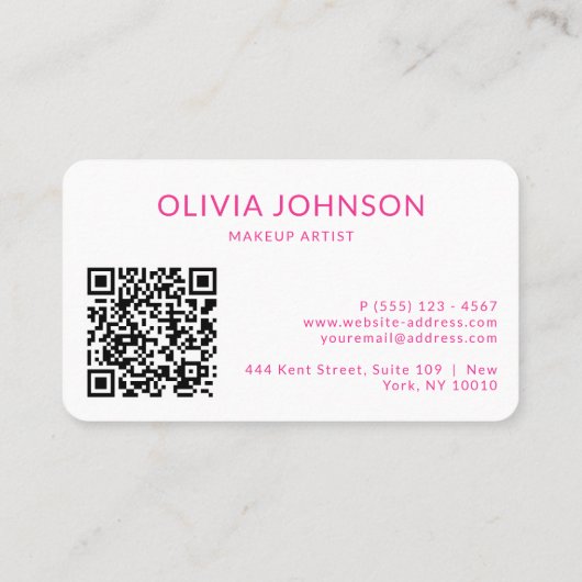 Roze Stipes Moderne Schoonheid met QR Code Visitekaartje (Achterkant)