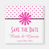 Roze stipjes en bloem op de datum magneet (Voorkant)