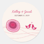 Roze stippelbloem Stippen & Schattigee Tortelduifj Ronde Sticker (Voorkant)