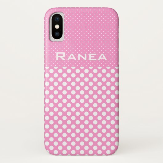 Roze Stippen Aangepaste Naam Hoesje (Achterkant)