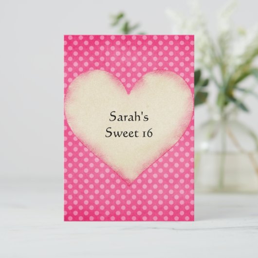 Roze Stippen Aangepaste Uitnodiging Template (Staand voorkant)