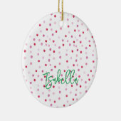 Roze Stippen Artisan Waterverf NAAM Groene Preppy Keramisch Ornament (Rechts)