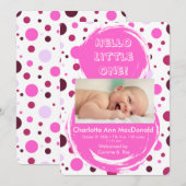 Roze stippen baby aankondiging (Voorkant / Achterkant)