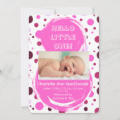 Roze stippen baby aankondiging (Voorkant)