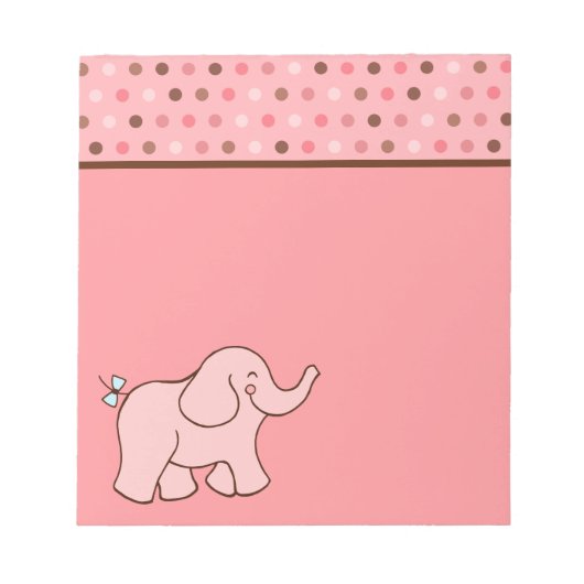 Roze Stippen Baby Olifant Notitieblok (Voorkant)