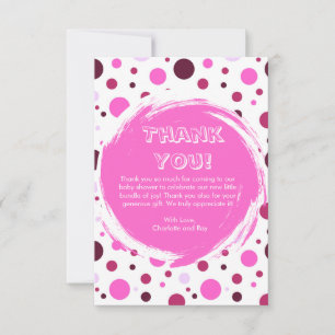 Roze stippen Baby Shower bedankkaart