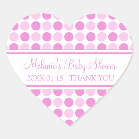 Roze Stippen Baby shower Favor Stickers (Voorkant)