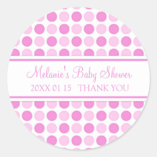 Roze Stippen Baby shower Favor Stickers
