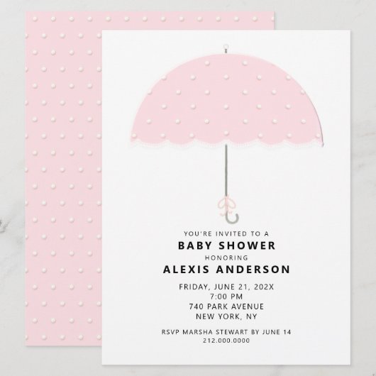 Roze Stippen Baby Shower Kaart (Voorkant / Achterkant)