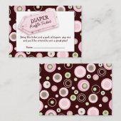 Roze Stippen Baby shower Luier Raffle Ticket Inser Informatiekaartje (Voorkant / Achterkant)