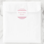 Roze Stippen Baby shower ticker Ronde Sticker (Tas)