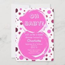 Roze stippen Baby Shower Uitnodiging