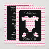 Roze Stippen Babymeisjes en schoenen Kaart (Voorkant / Achterkant)