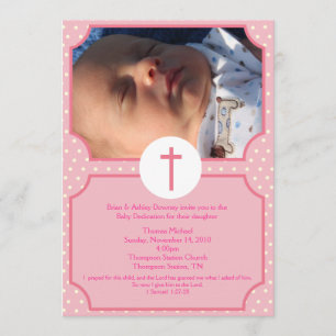 Roze Stippen Baptism Baby Girl Dedicatie 5x7 foto Kaart