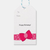 Roze Stippen Boog Cadeaulabel (Voorkant)